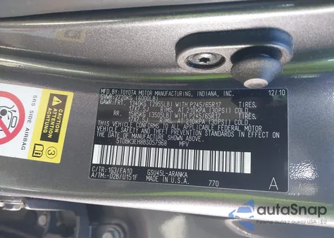 2011 Toyota Highlander Base V6 from USA, damaged, VIN 5TDBK3EH8BS057968